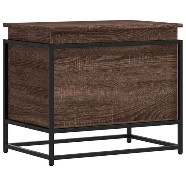 vidaXL opbevaringsboks med låg 60x40x51,5 cm konstrueret træ brunt eg