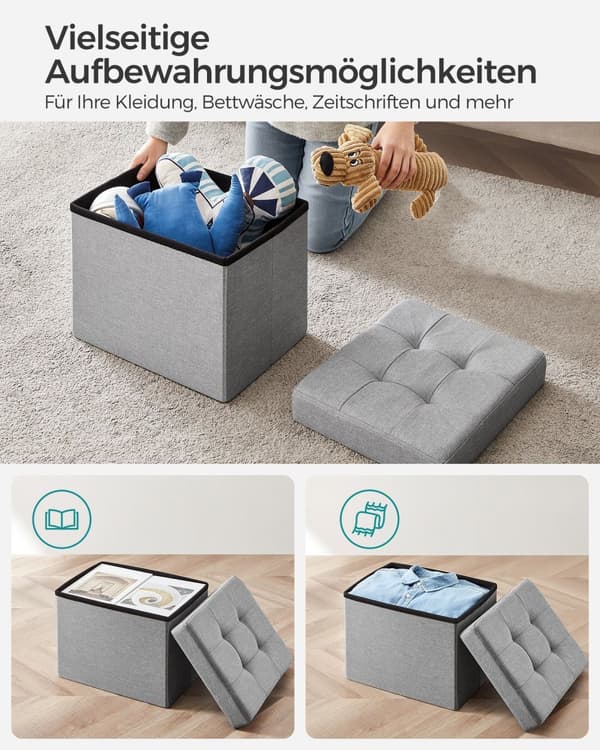 Bank - 41 cm - med lagringsutrymme - ljusgrå