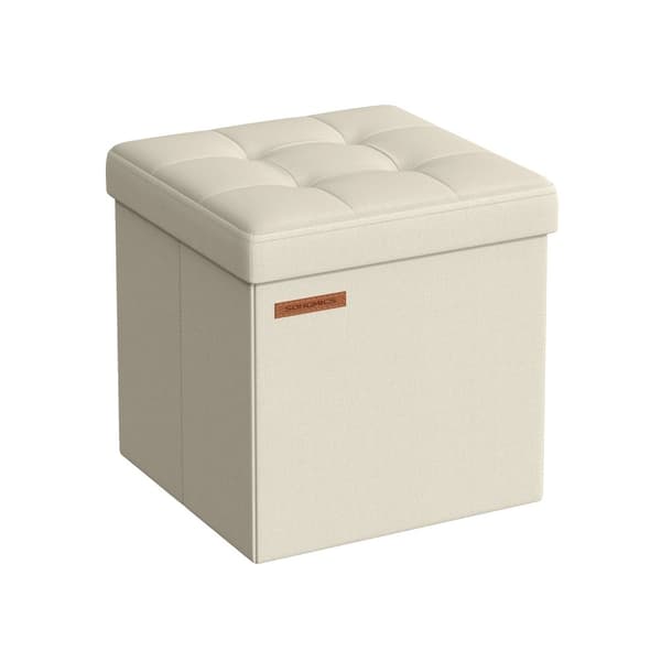 Foldende afføring - med opbevaringsplads - 30 × 30 cm - fløde hvid