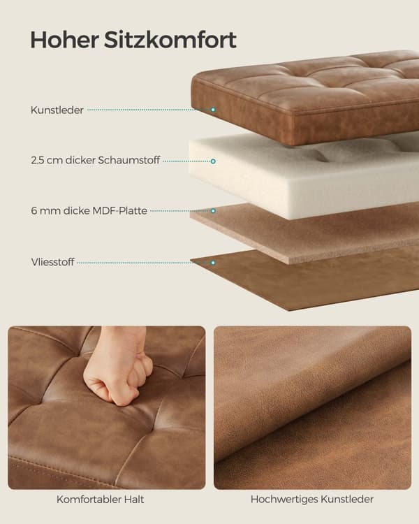 Vikbar soffa med förvaringsutrymme 41 cm kaffebrunt