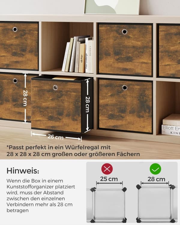 Opbevaringsbokse - Sæt på 6 - Foldbart - 26 x 26 x 28 cm