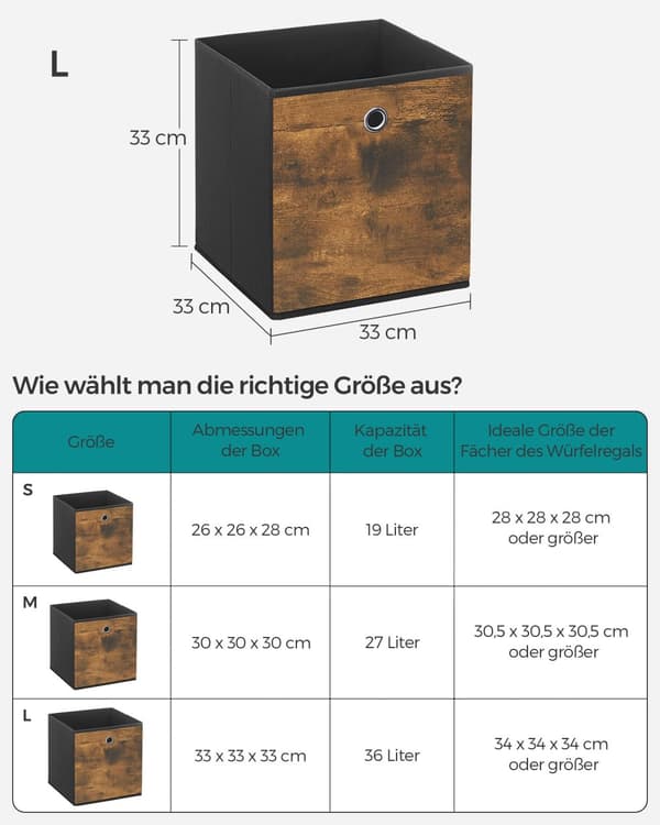 Opbevaringsboks-sæt af 6-vintage brun-zwart