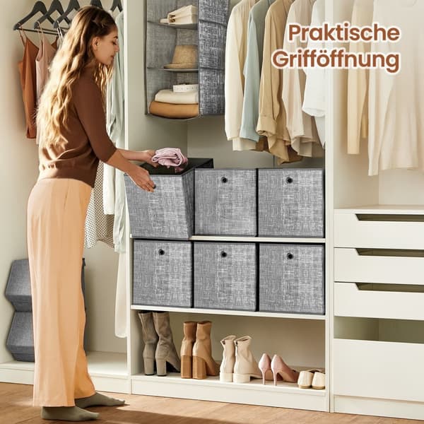 Foldbare opbevaringsbokse - Sæt med 6 stofarrangører med håndtag