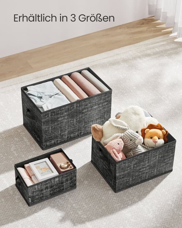 Lagringslådor uppsättning av 3 40 x 30 x 24 cm bläck -svart