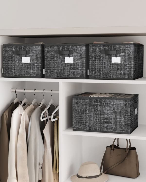 Lagringslådor uppsättning av 3 40 x 30 x 24 cm bläck -svart