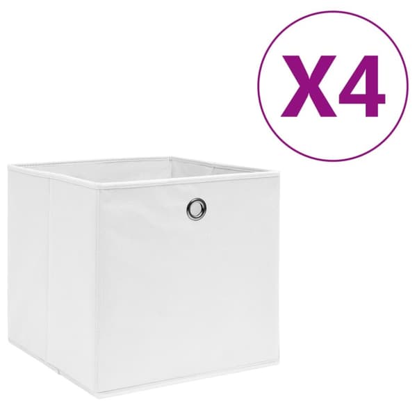 Förvaringslådor 4 st non-woven tyg 28x28x28 cm vit