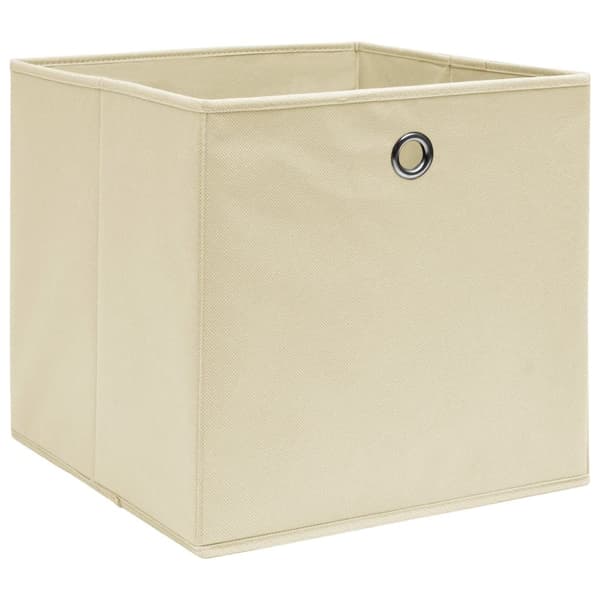 Förvaringslådor 4 st non-woven tyg 28x28x28 cm gräddvit