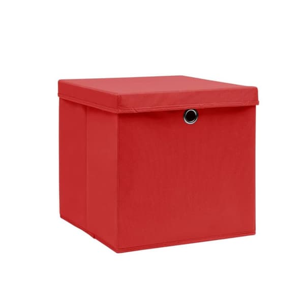 Förvaringslådor med lock 10 st 28x28x28 cm röd