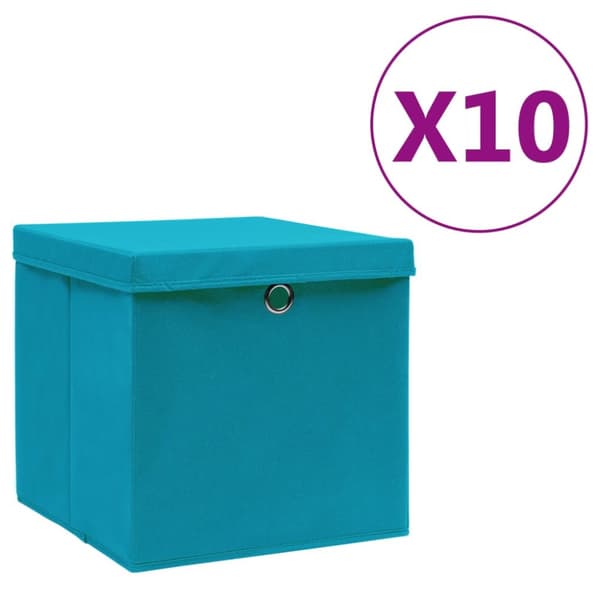 Förvaringslådor med lock 10 st 28x28x28 cm babyblå