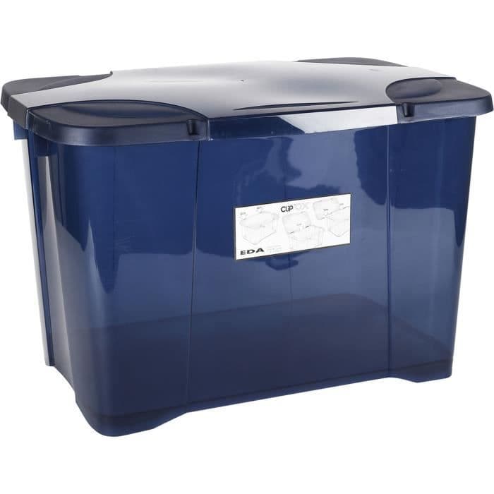 EDA PLASTIQUE Clip'Box förvaringsbox 60 L - Blått lock med gångjärn - 60 x 40 x 40 cm