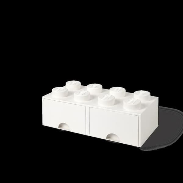 Förvaringslåda - LEGO - Kloss 8 - 2 lådor - Stapelbar - Vit
