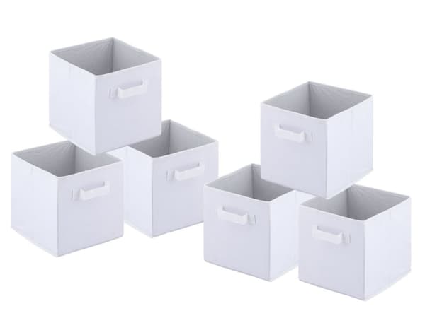 Förvaringslådor fällbar vikbar ruta 26x26x26 cm 6 -pack fyrkantig – Vit