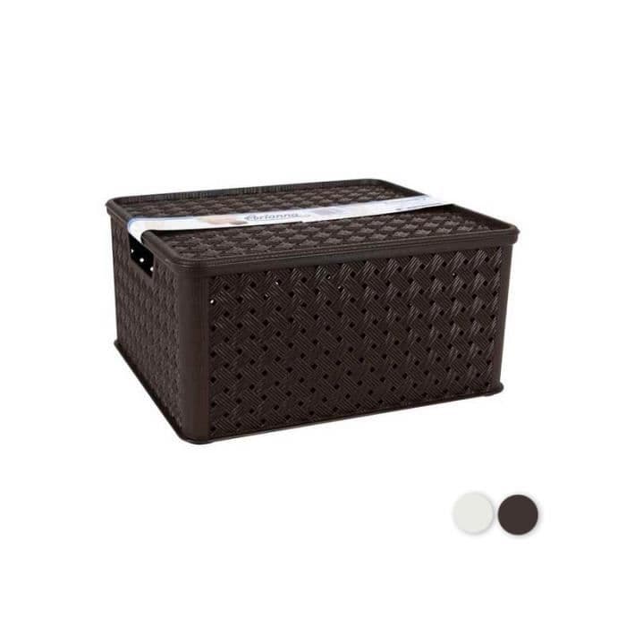 Förvaringslåda med lock Tontarelli 13 L Plast (33 X 29 x 16 cm) Svart
