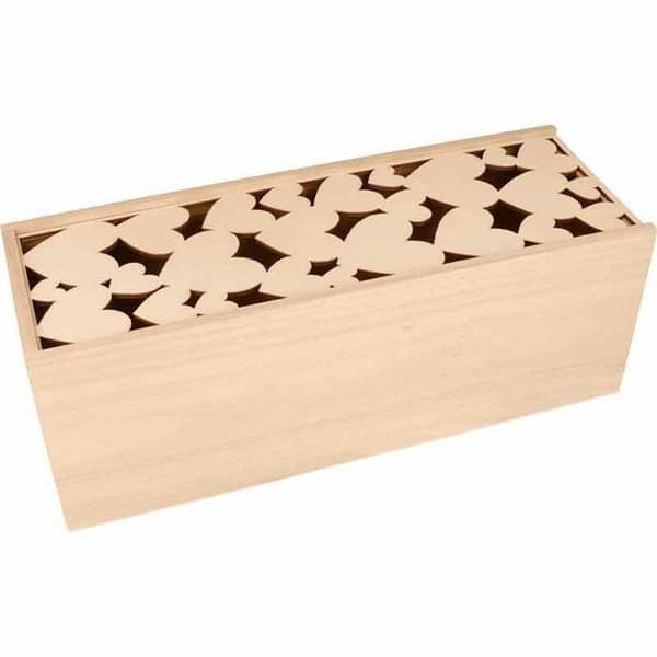 Förvaringslåda med lock hjärtan - 33 x 12 x 12 cm