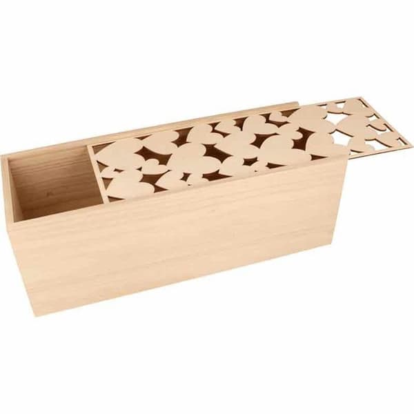 Förvaringslåda med lock hjärtan - 33 x 12 x 12 cm