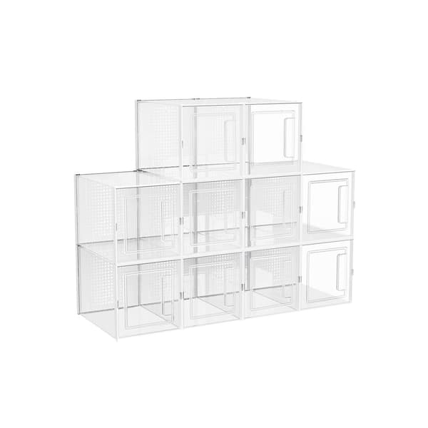 Skoboxar - uppsättning av 10 - tillverkade av plast - stapelbar - transparent