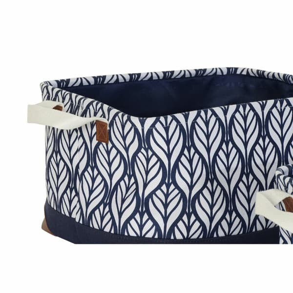 Multifunktionell korg DKD Home Decor Vit Brun Grå Marinblå Löv av en växt Boho 40 x 30 x 24 cm Plast 3 Delar (2 antal)