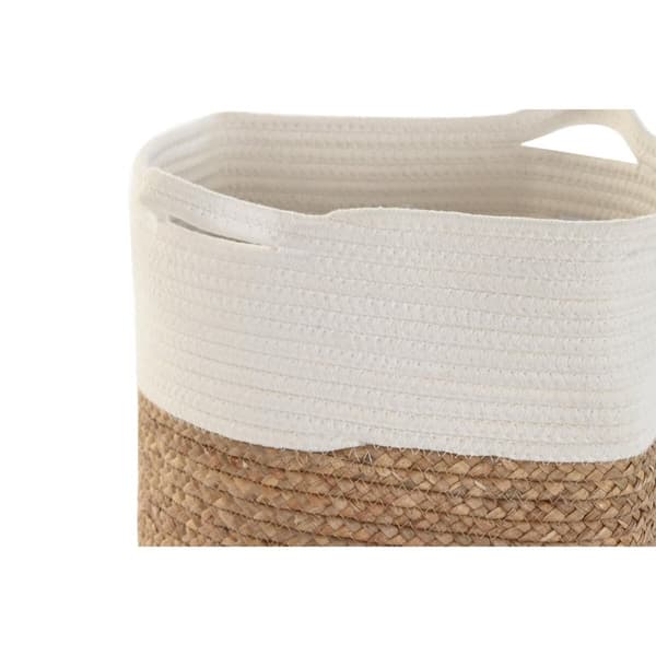 Dekorativ korg DKD Home Decor Vit Naturliga fibrer 36 x 36 x 52 cm