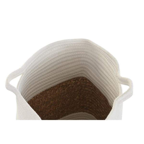 Dekorativ korg DKD Home Decor Vit Naturliga fibrer 36 x 36 x 52 cm