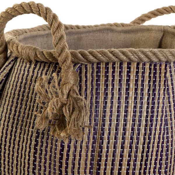 Kurv DKD Home Decor Natur Rød Blå Naturlig fiber (31 x 31 x 30 cm) (2 enheder)