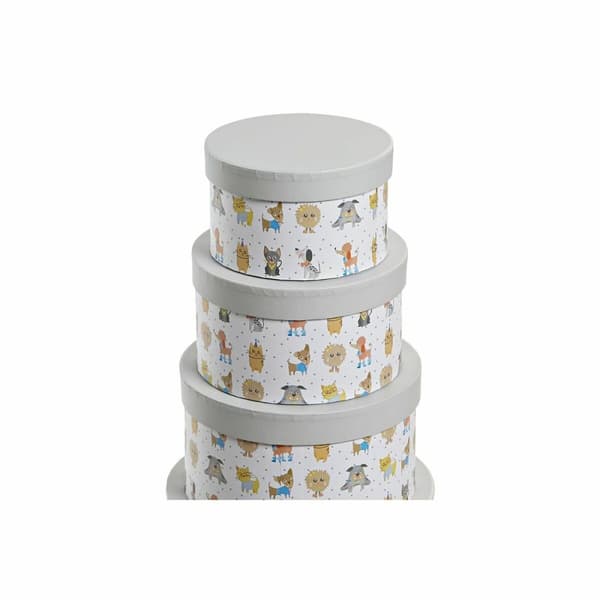 Multifunktionel Æske DKD Home Decor Hvid Børns Multifarvet Cvetlice Pap (37,5 x 37,5 x 18 cm)