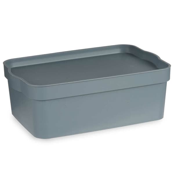 Opbevaringsboks med låg Kipit TP593-2 Grå Plastik 6 L 21,5 x 11 x 32 cm (12 enheder)