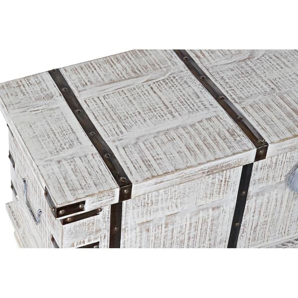 Kirstu DKD Home Decor Metalli Valkoinen Mangopuu (116 x 40 x 45 cm)