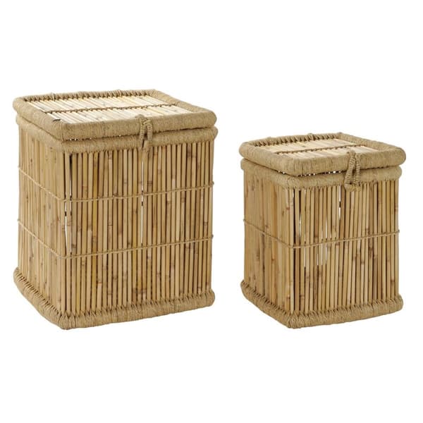 Set med kurve DKD Home Decor Natur Bambus Tov (2 Dele)