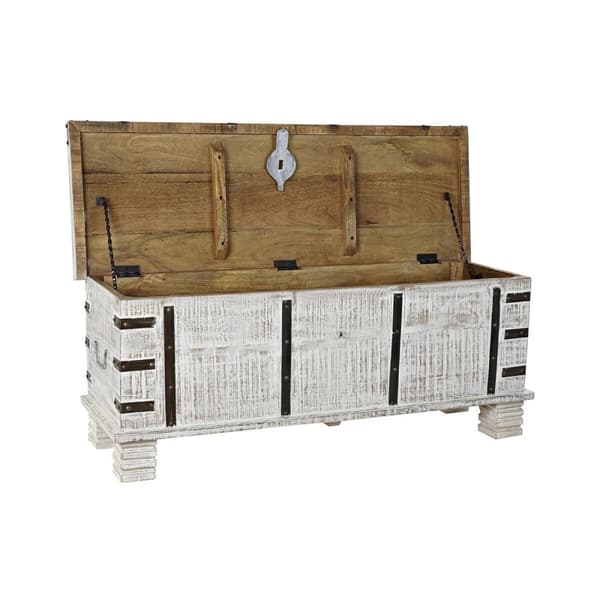 Kiste DKD Home Decor Metal Hvid Mangotræ (116 x 40 x 45 cm)