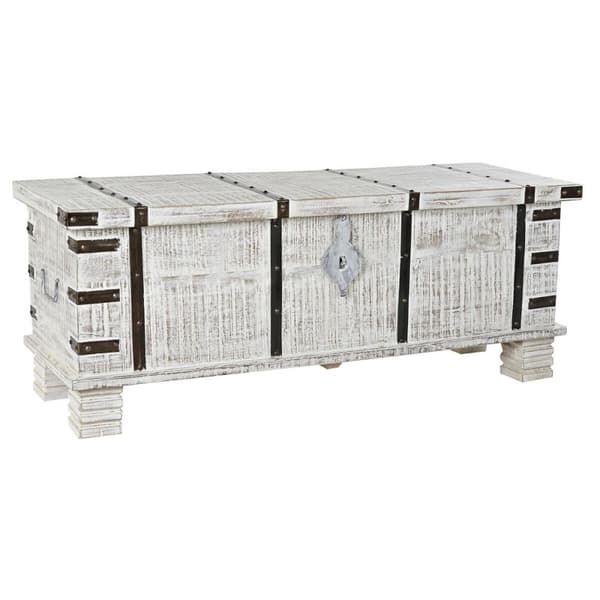 Kiste DKD Home Decor Metal Hvid Mangotræ (116 x 40 x 45 cm)
