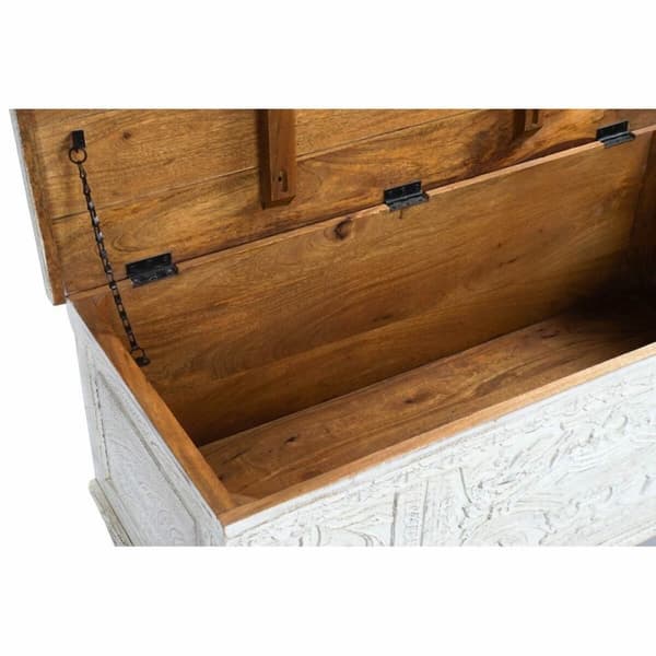 Kiste DKD Home Decor Hvit Treverk av mangotre 113 x 50 x 43 cm Strippet ned
