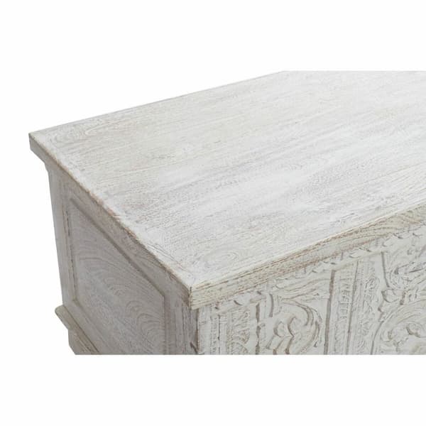 Kiste DKD Home Decor Hvit Treverk av mangotre 113 x 50 x 43 cm Strippet ned