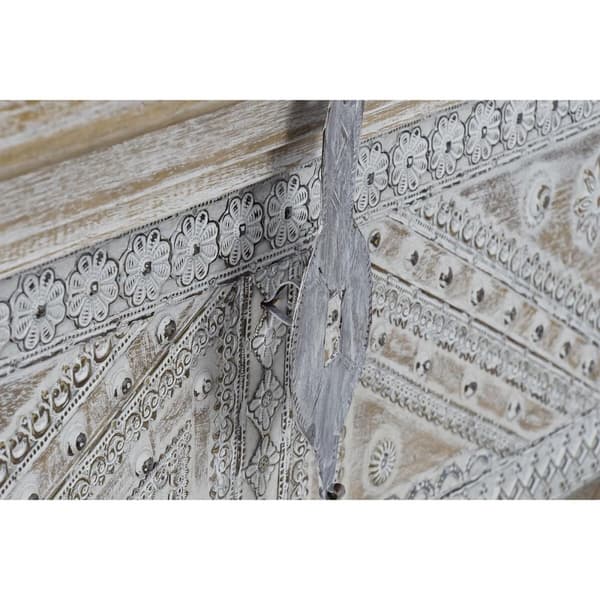 Kiste DKD Home Decor 88 x 40 x 45 cm Hvit Messing Treverk av mangotre