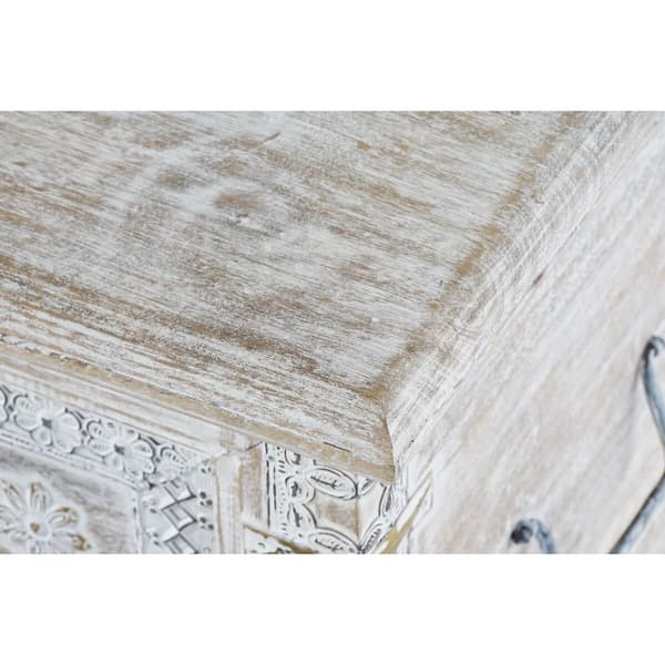 Kiste DKD Home Decor 88 x 40 x 45 cm Hvit Messing Treverk av mangotre