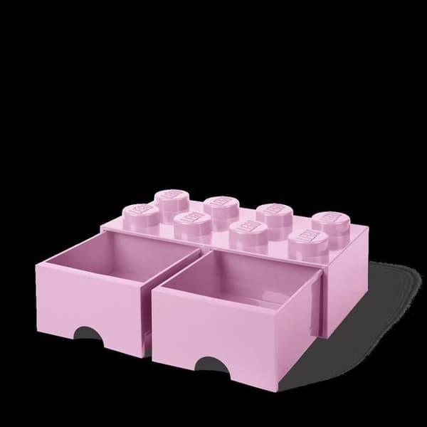 Förvaringslåda - LEGO - Stapel 8 - Ljusrosa - 2 lådor - Stapelbar