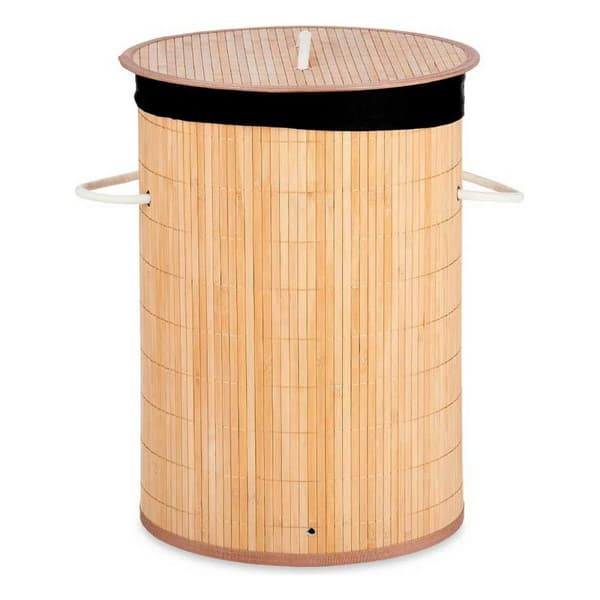 Pyykkikori Kipit BA1315-436 Musta Luonnollinen Metalli Bambu Puu MDF 48 L (4 osaa)