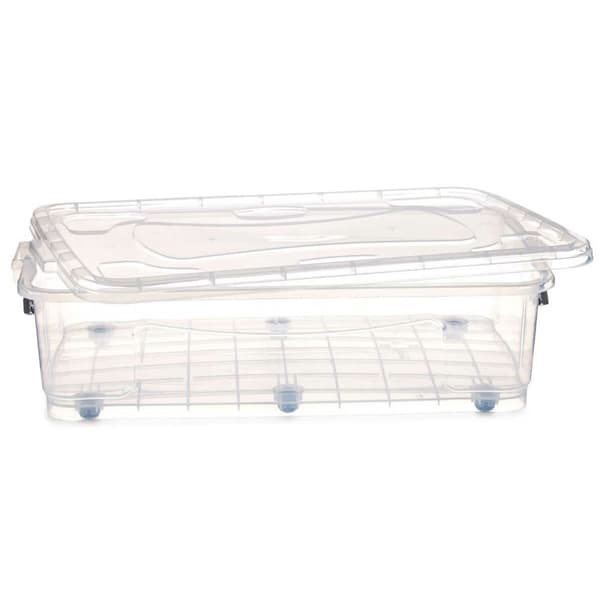 Förvaringslåda med hjul Transparent Plast 40 L 46,5 x 20 x 72,2 cm (6 antal)