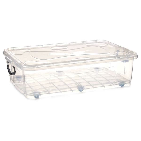 Förvaringslåda med hjul Transparent Plast 40 L 46,5 x 20 x 72,2 cm (6 antal)