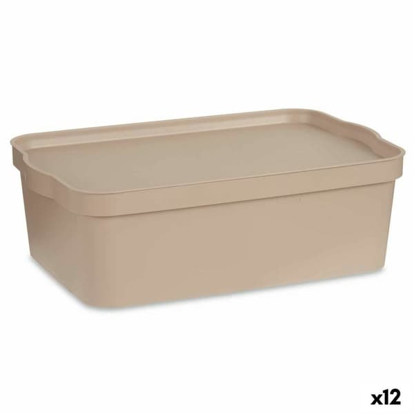 Förvaringslåda med lock Kipit TP595-3 Beige Plast 14 L 29,5 x 14,5 x 45 cm (12 antal)
