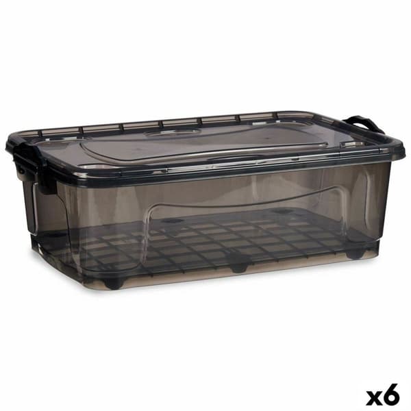 Säilytyslaatikko renkailla Antrasiitinharmaa Muovinen 30 L 40 x 20,5 x 63 cm (6 osaa)