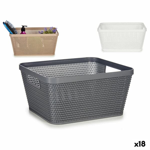 Monikäyttöinen kori Kipit 4720 Valkoinen Beige Harmaa Muovinen 5 L 29,5 x 13 x 23 cm (18 osaa)