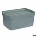 Miniatyrbillede 1 af 3: Opbevaringsboks med låg Kipit TP594-2 Grå Plastik 7,5 L 21 x 14,2 x 32 cm (12 enheder)