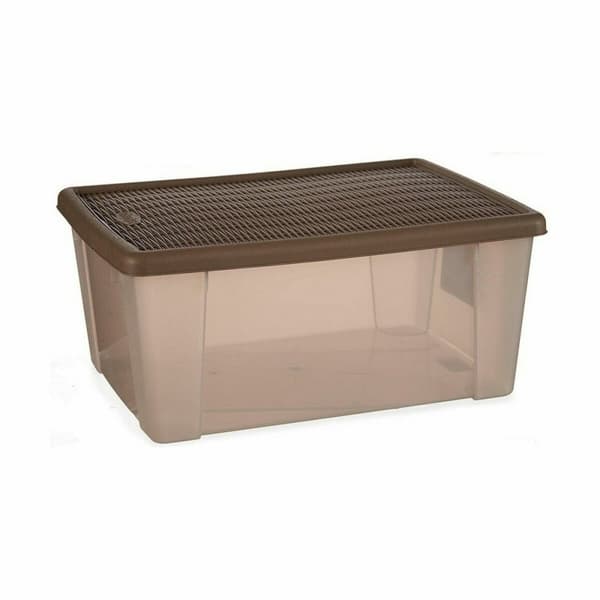 Säilytyslaatikko kannella Stefanplast Elegance Ruskea Muovinen 29 x 17 x 39 cm (6 osaa)