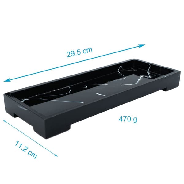 Multifunktionell Förvaringsbricka Toalettbricka Serveringsbricka i Marmor tillverkad av syntetiskt harts - 29.5 x 11.2 x 3 cm - Ett snyggt sätt att