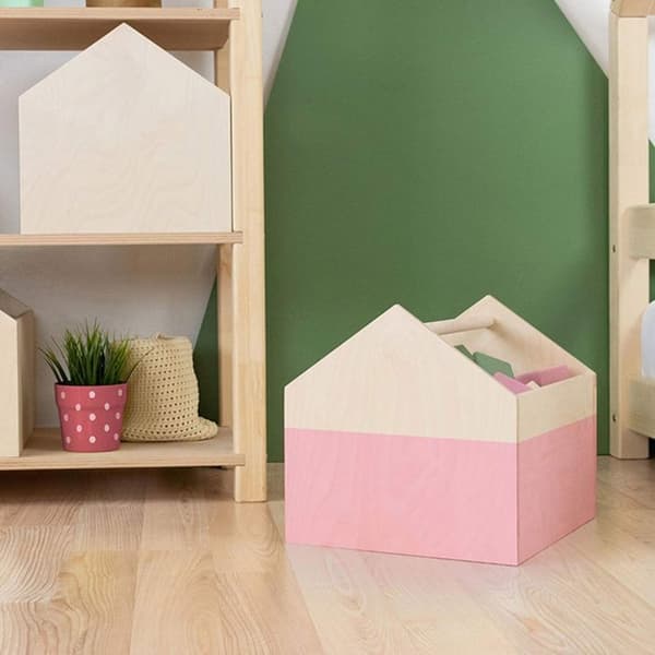 Tvåfärgad förvaringslåda HOUSE rosa