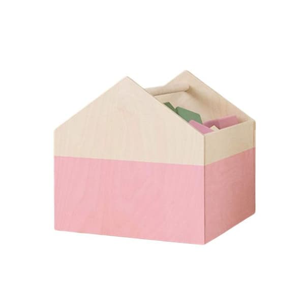 Tvåfärgad förvaringslåda HOUSE rosa