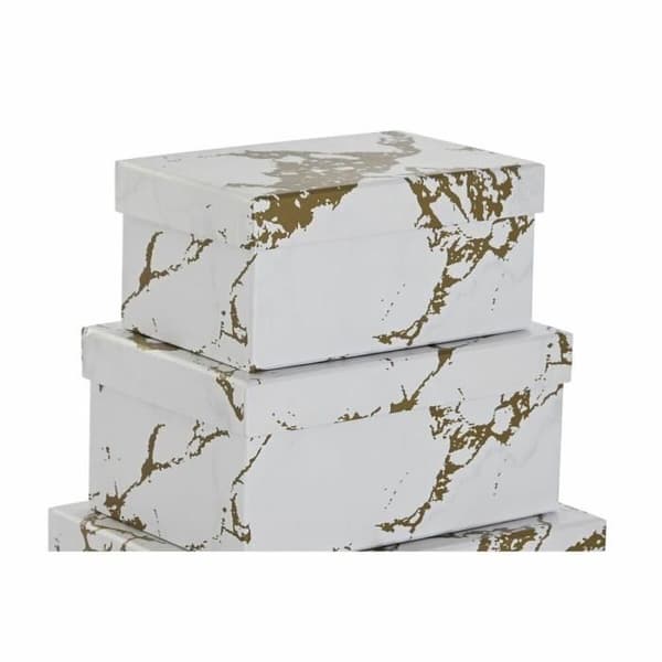 uppsättning stapelbara förvaringslådor guldvit kartong (43,5 x 33,5 x 15,5 cm)