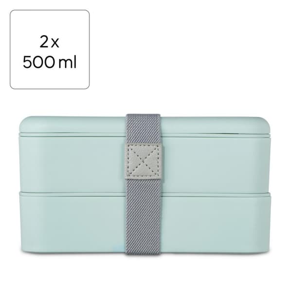 Xavax To Go  Bento Box, 2 Stackable Lunchboxes, 500 ml per Chamber, pastel blue