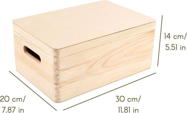 Creative Deco Förvaringslåda i trä 30x20x14cm | Naturligt | Omålad | Crate Trunk att dekorera