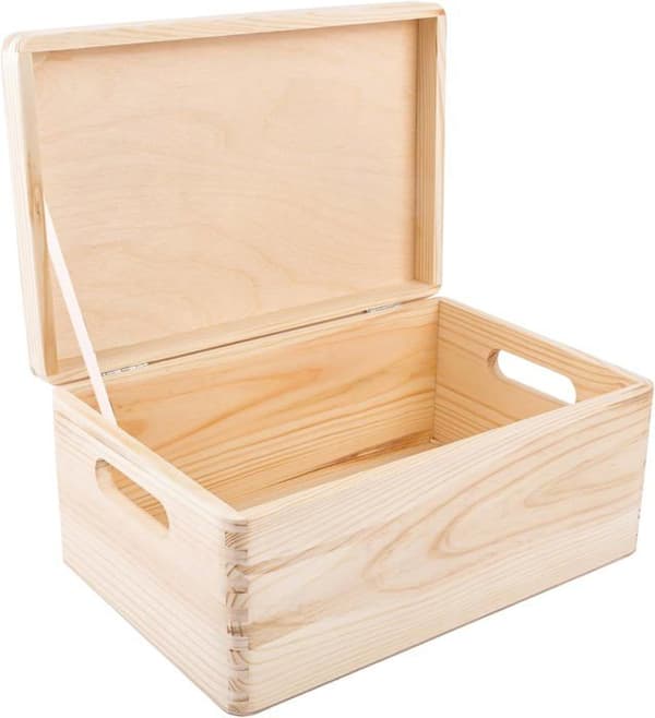 Creative Deco Förvaringslåda i trä 30x20x14cm | Naturligt | Omålad | Crate Trunk att dekorera
